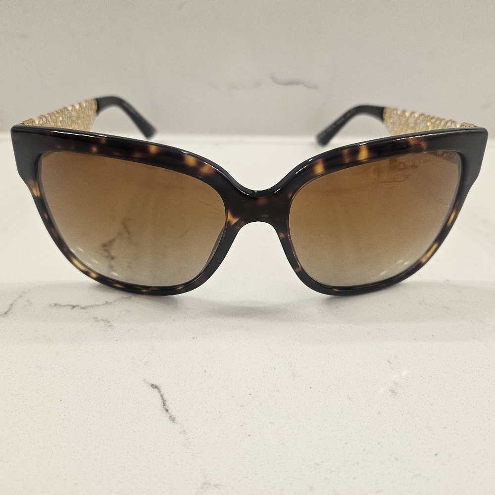 Dolce & Gabbana Brown Cat-Eye Sunglasses with Gold Accents